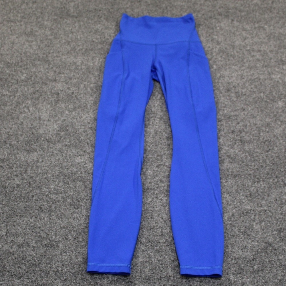 Lululemon Align High Rise Crop Leggings Sinatra Blue Size 0 With Pockets 25"